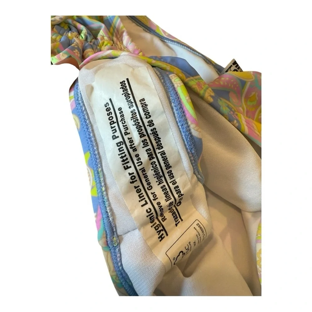 California High Waist Drawstring Full Bottom Pastel Paisley Swim Separate